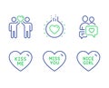 Friends couple, Miss you and Kiss me icons set. Love, Dating chat and Nice girl signs. Vector