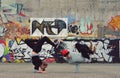 Friends dancing breakdance on the street Royalty Free Stock Photo