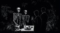 Friends With The Dead: A Dark Noir Party With Skeletons Royalty Free Stock Photo