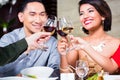 Friends dining in fancy restaurant Royalty Free Stock Photo