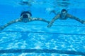 Friends diving in pool