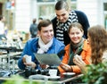 Friends drinking coffee outdoors Royalty Free Stock Photo