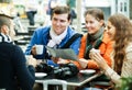 Friends drinking coffee outdoors Royalty Free Stock Photo