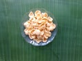 friends eat yellow prawn cracker rice
