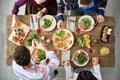 Friends Eating at Dinner Table Royalty Free Stock Photo