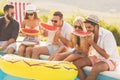 Friends eating watermelon Royalty Free Stock Photo