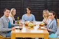 Friends Enjoying Meal At Outdoor Party Royalty Free Stock Photo