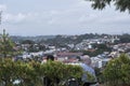 friends enjoying urban view at hill