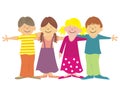 Friends, group of happy kids, vector icon