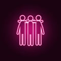 Friends, hands on shoulders neon icon. Elements of Team work set. Simple icon for websites, web design, mobile app, info graphics