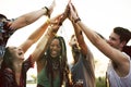 Friends Hands Together Unity at Festival Event Royalty Free Stock Photo