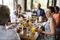 Friends having breakfast at a hotel Royalty Free Stock Photo