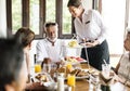 Friends having breakfast at a hotel Royalty Free Stock Photo