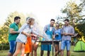 Friends enjoying bbq party Royalty Free Stock Photo