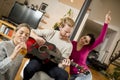 Friends having fun with guitar Royalty Free Stock Photo