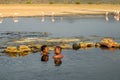 Friends having fun at Lake Magadi hot springs