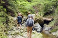 Friends hiking in Fagaras Mountains