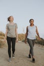 Friends hiking through the hills of Los Angeles Royalty Free Stock Photo