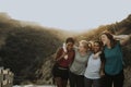 Friends hiking through the hills of Los Angeles Royalty Free Stock Photo