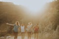 Friends hiking through the hills of Los Angeles Royalty Free Stock Photo