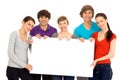 Friends holding a blank board Royalty Free Stock Photo