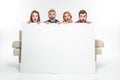 Friends holding blank card Royalty Free Stock Photo