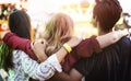 Friends Huddle Happiness Amusement Park Festival Concept Royalty Free Stock Photo