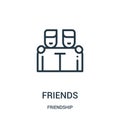 friends icon vector from friendship collection. Thin line friends outline icon vector illustration. Linear symbol for use on web