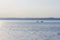 Friends are kayaking on a sunny summer day - Lake Balaton Royalty Free Stock Photo