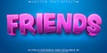 Friends kids text effect, editable cartoon and comic text style Royalty Free Stock Photo