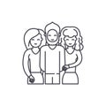 Friends line icon concept. Friends vector linear illustration, symbol, sign Royalty Free Stock Photo