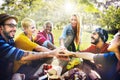 Friends Outdoors Camping Teamwork Unity Concept Royalty Free Stock Photo