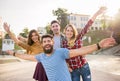 Friends outdoors Royalty Free Stock Photo