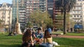 Friends in the park. Enjoyings the sun and the spring