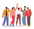 Friends Party, Friendship, Communication Concept. Group of Cheerful Happy Young People Rejoice, Laughing, Illustration Royalty Free Stock Photo