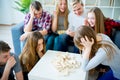 Friends playing jenga