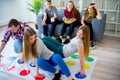 Friends playing twister Royalty Free Stock Photo