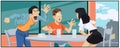 Friends quarrel in cafe. Illustration for internet Royalty Free Stock Photo