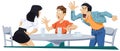 Friends quarrel in cafe. Illustration for internet Royalty Free Stock Photo