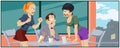 Friends quarrel in cafe. Illustration for internet Royalty Free Stock Photo