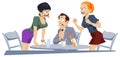 Friends quarrel in cafe. Illustration for internet Royalty Free Stock Photo