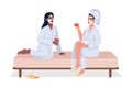 Friends relaxing at spa 2D vector isolated illustration Royalty Free Stock Photo