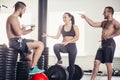 Friends relaxing and taking a break after working out Royalty Free Stock Photo