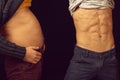 Friends showing bellies Royalty Free Stock Photo