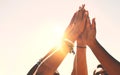 Friends stick together. a group of unrecognizable people high-fiving. Royalty Free Stock Photo