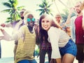 Friends Summer Beach Party Dancing Concept Royalty Free Stock Photo