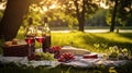 friends summer picnic wine Royalty Free Stock Photo