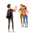 Friends taking photo flat vector characters