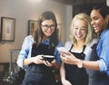 Friends Talking Coffee Shop Worker Concept Royalty Free Stock Photo