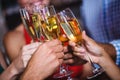 Friends toasting champagne glass in nightclub Royalty Free Stock Photo